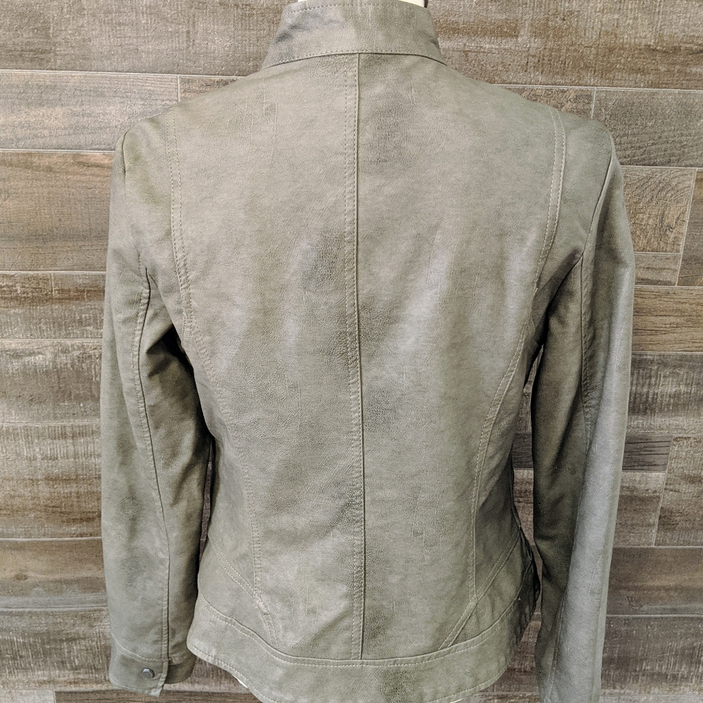 Bernardo Taupe Faux Leather Zipped Jacket Medium - Picture 2 of 8